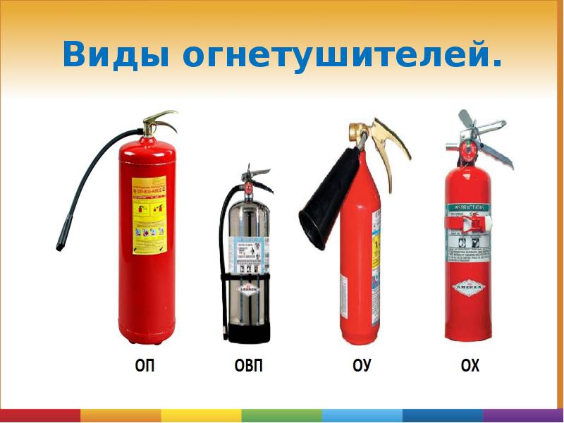 Виды огнетушителей. Виды огнетушителей.