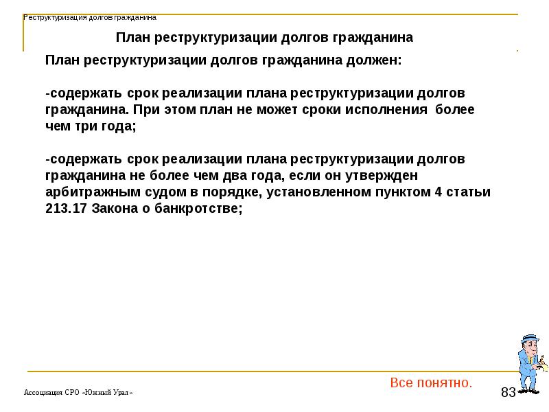 План реструктуризации долгов гражданина должен содержать