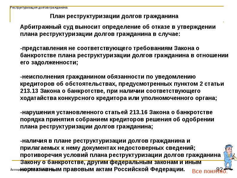 План реструктуризации долгов гражданина должен содержать