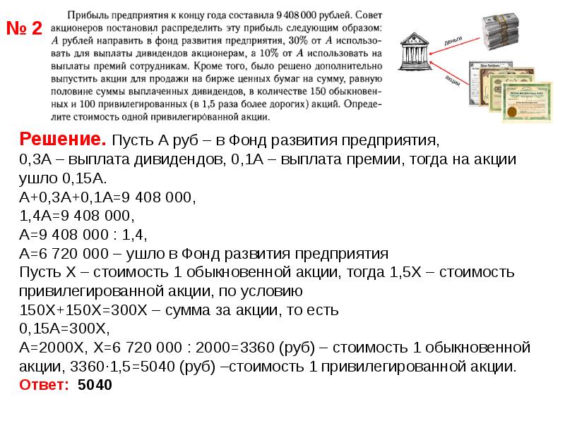 Задачи с экономическим содержанием проект