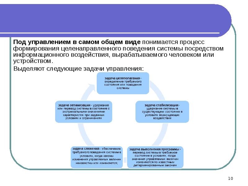 Под управлением понимается процесс целенаправленного воздействия. Процесс находится под управлением. Под управлением. Формирование программы целенаправленного поведения.