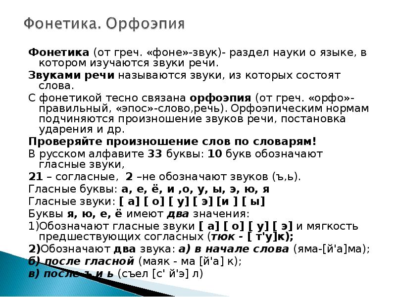 Фонетика орфоэпия 6 класс презентация