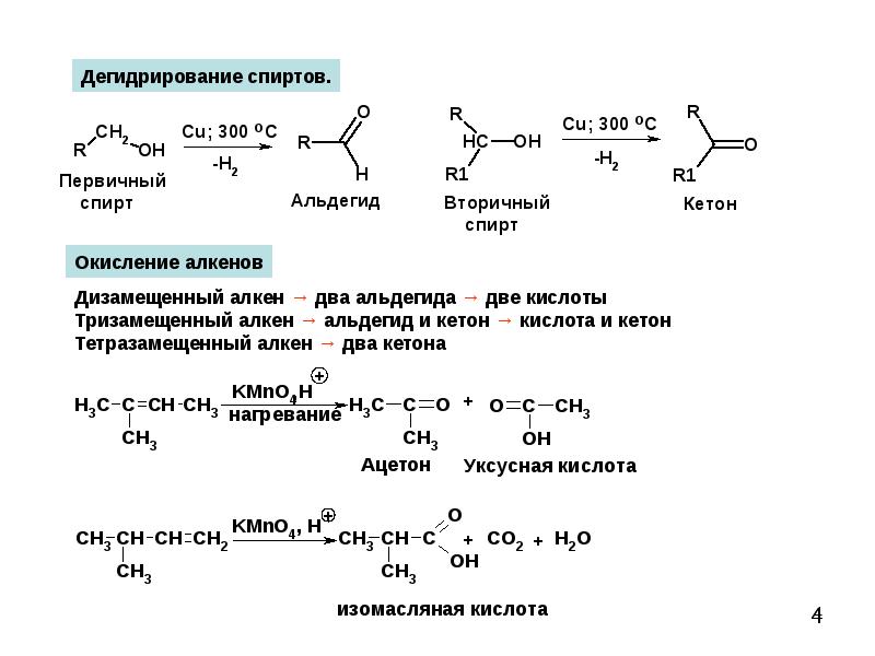 Уксусный альдегид до карбоновых кислот. Ацетон амид изомасляной кислоты. Дегидрирование спирта в альдегид.