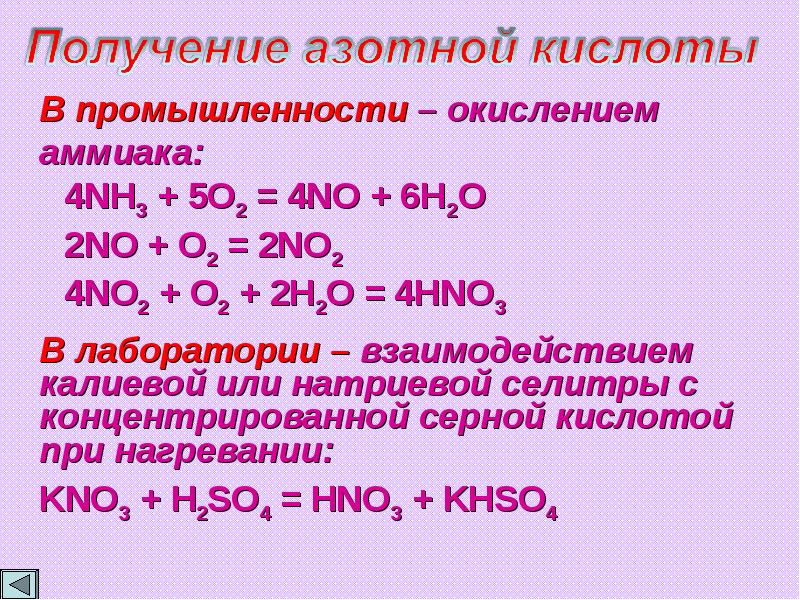 Реакция аммиака с концентрированными кислотами