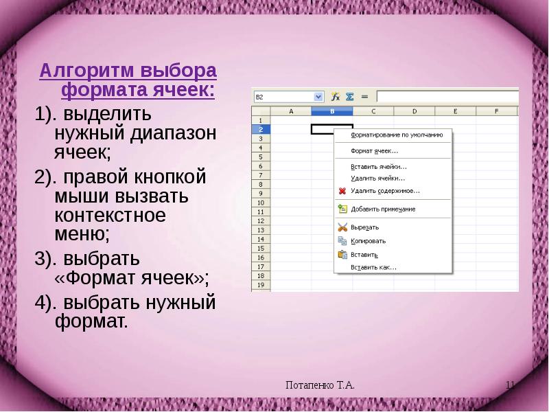 Основные возможности электронных таблиц оформление презентаций