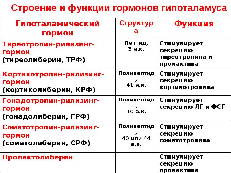 Гормоны гипоталамуса биохимия презентация