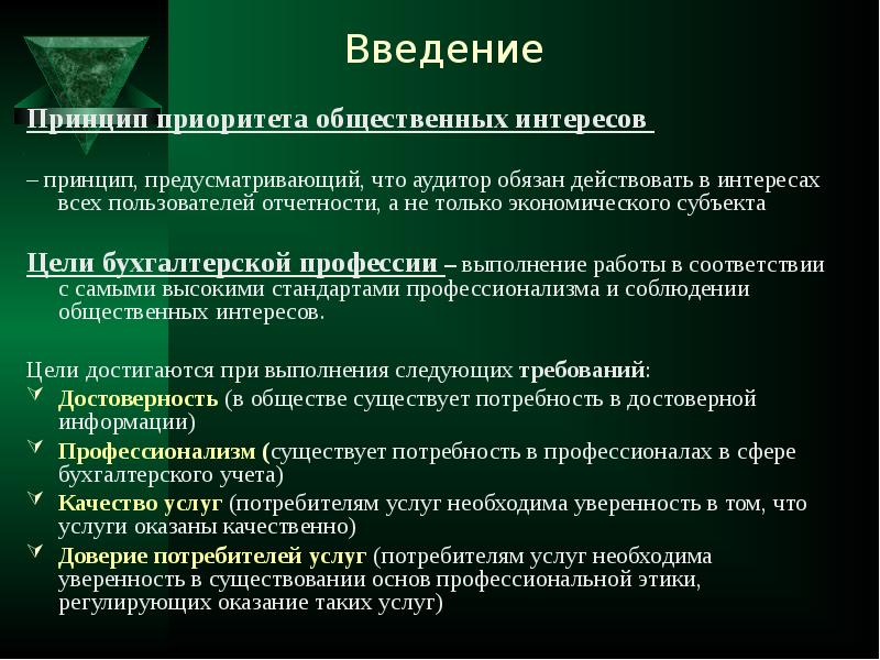 Принципы введения