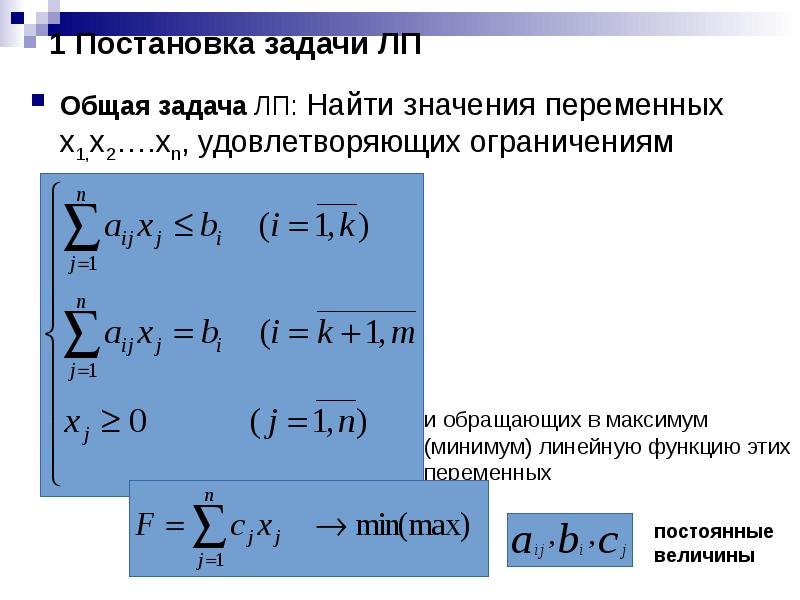 Линейное программирование презентация