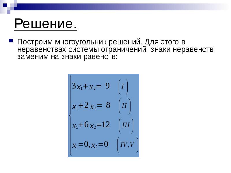 Линейное программирование презентация