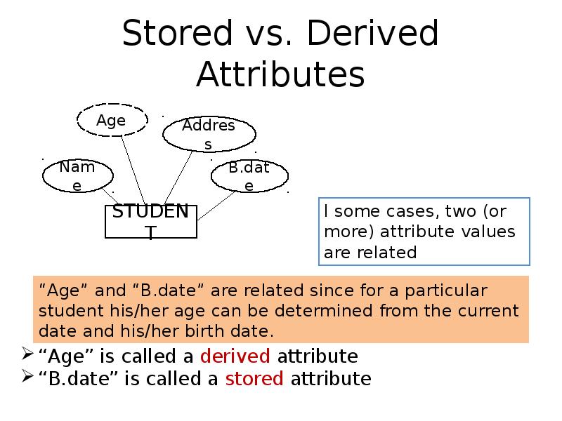 Stored vs. Derived Attributes