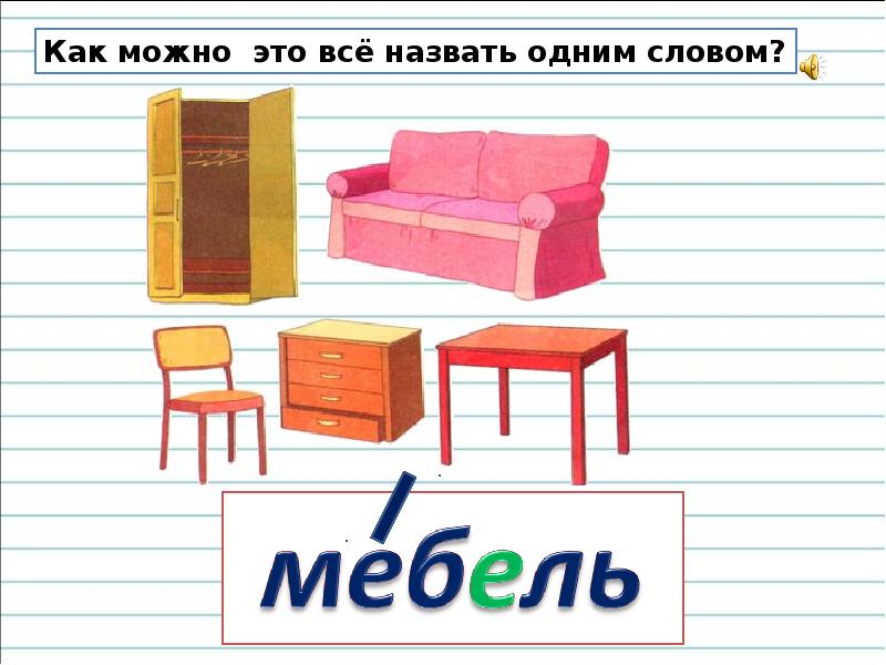 Слова и картинки мебель