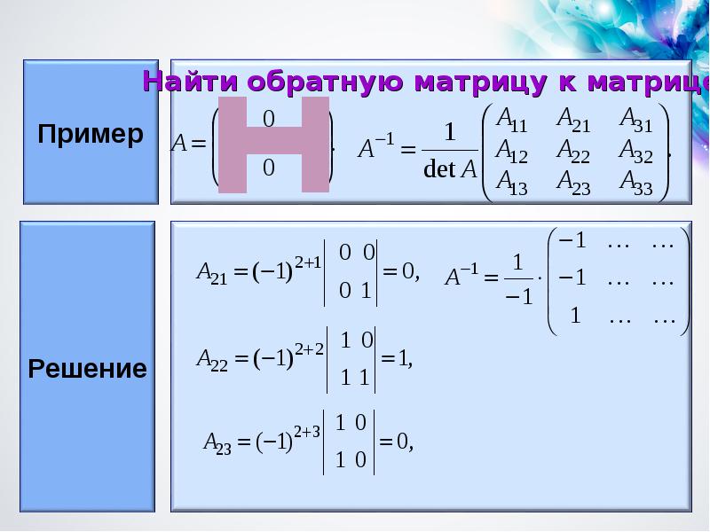 Обратная матрица задания