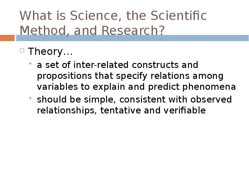 What is Science, the Scientific Method, and Research?
Theory…
a set What is Science, the Scientific Method, and Research?
Theory…
a set