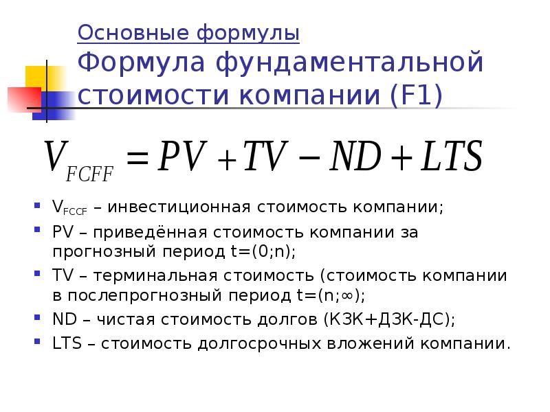 Расчет терминальной стоимости проекта