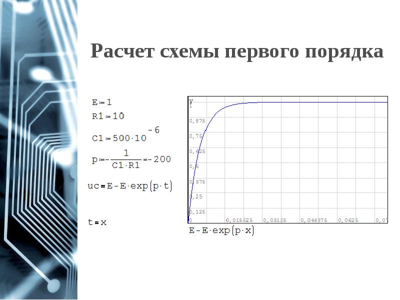 Расчет схемы первого порядка Расчет схемы первого порядка