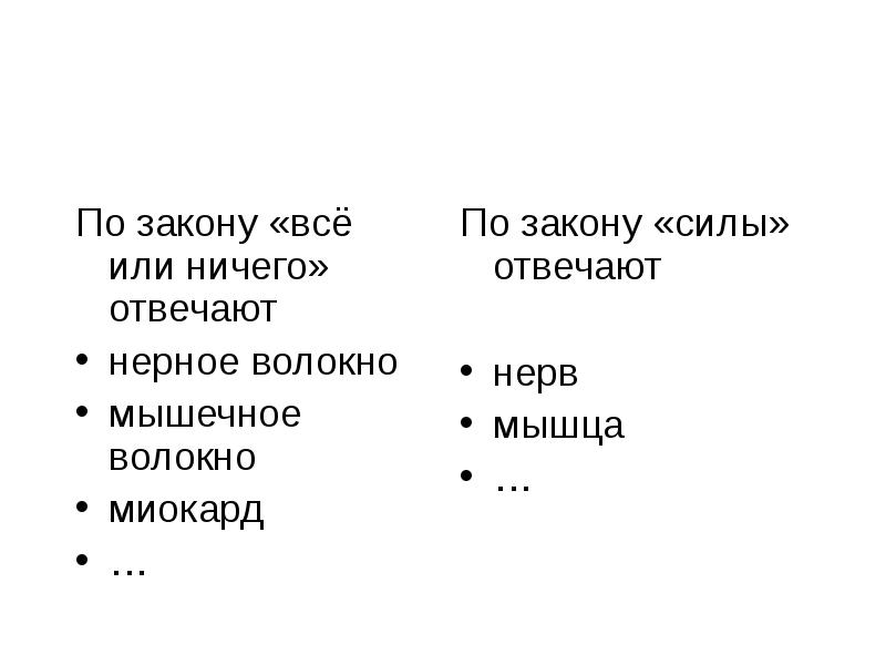 Законы раздражения возбудимых тканей.