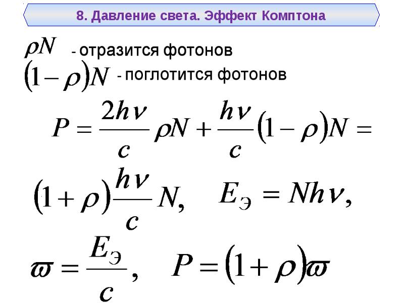 Эффект давления. Импульс фотона. Давление света. Эффект Комптона.. Давление света эффект Комптона. Эффект Комптона. Световое давление. Давление света квантовая оптика.