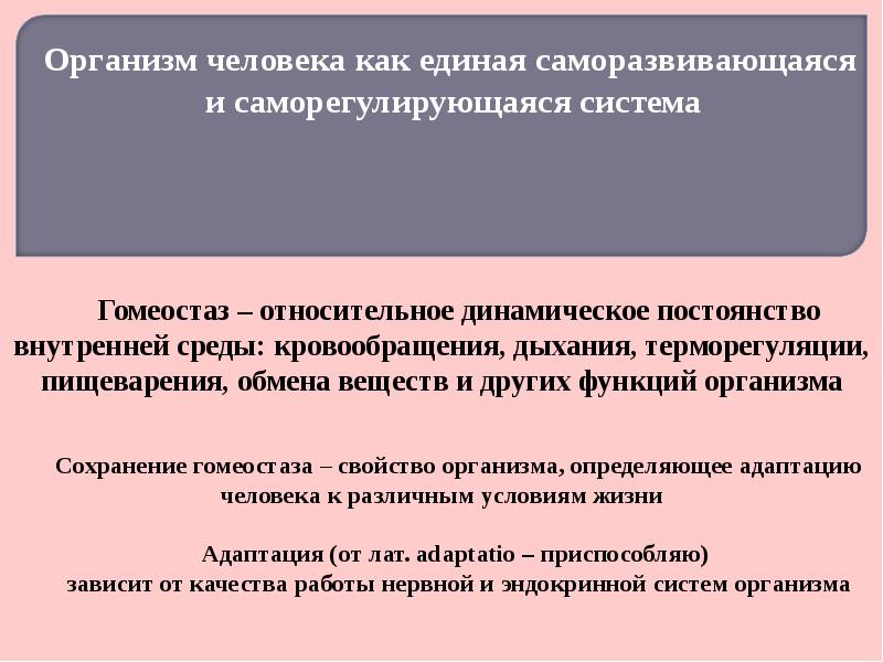 Организм как единая саморазвивающаяся и саморегулирующаяся биологическая система презентация