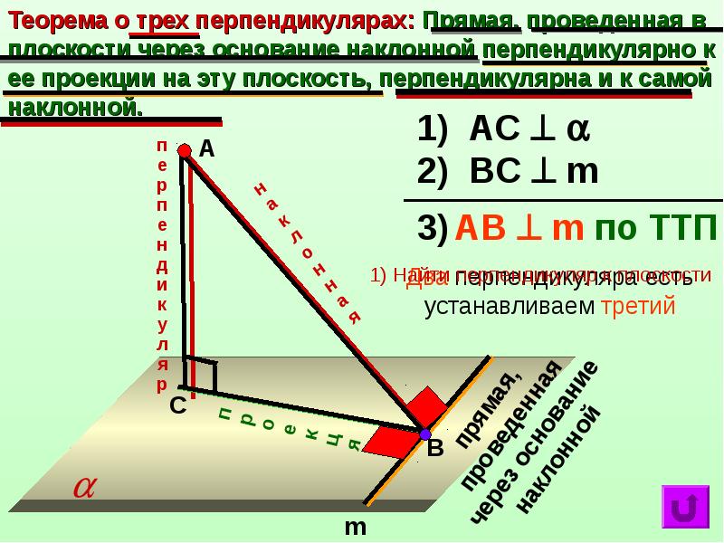 Перпендикуляр и наклонная презентация 10 класс атанасян