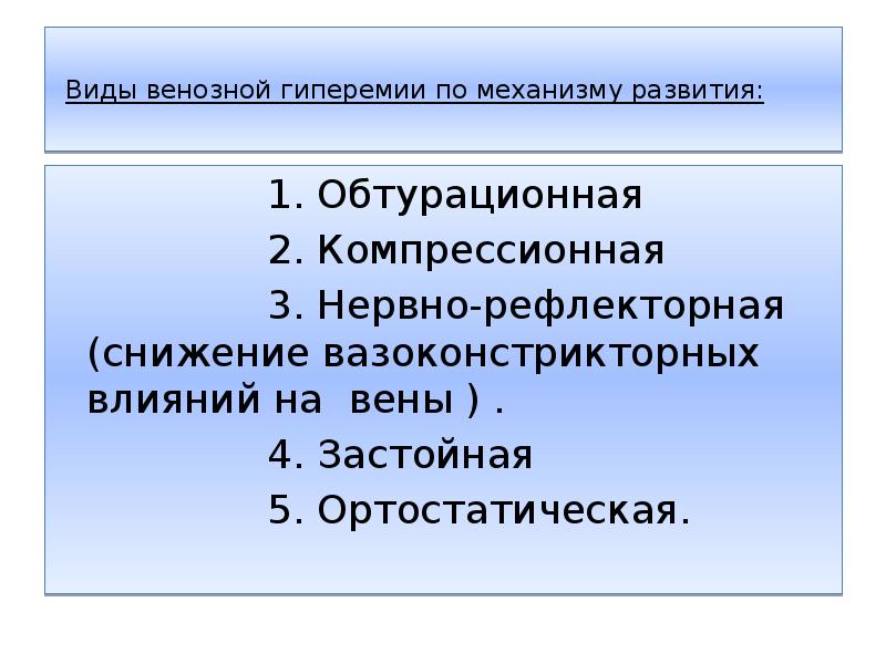 Признаки венозной гиперемии рисунок