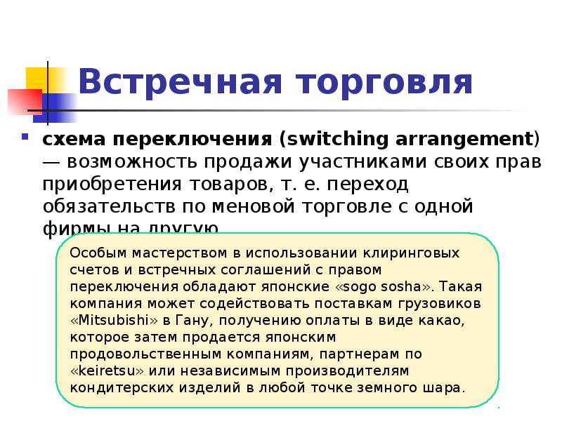 Встречная торговля презентация