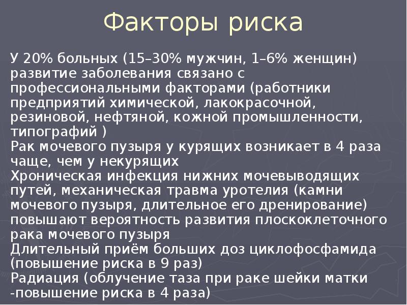 Факторы риска Факторы риска