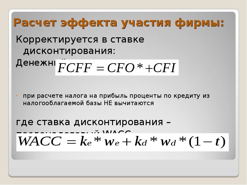 Как посчитать эффект. Эффект дисконтирования. WACC инвестиционного проекта.