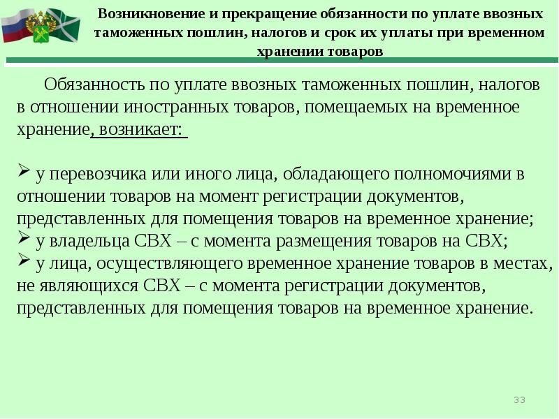 Полномочия депутатов прекращаются с момента. Помещение товаров на временное хранение. Обязанность по уплате таможенных пошлин. Прекращение обязанности по уплате ввозных таможенных пошлин. Место временного хранения.