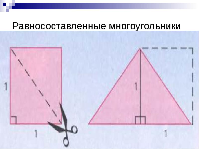 Равновеликие и равносоставленные фигуры 6 класс презентация дорофеев