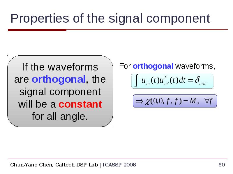 Properties of the signal component