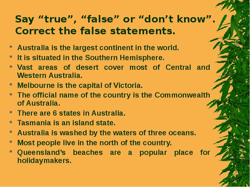 Corrected false statements