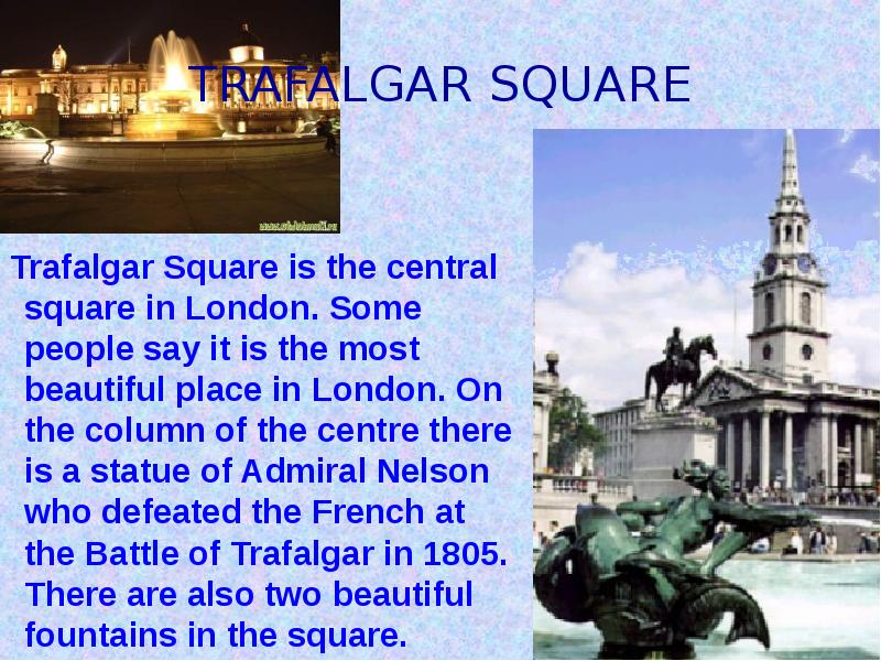 Trafalgar square in london презентация