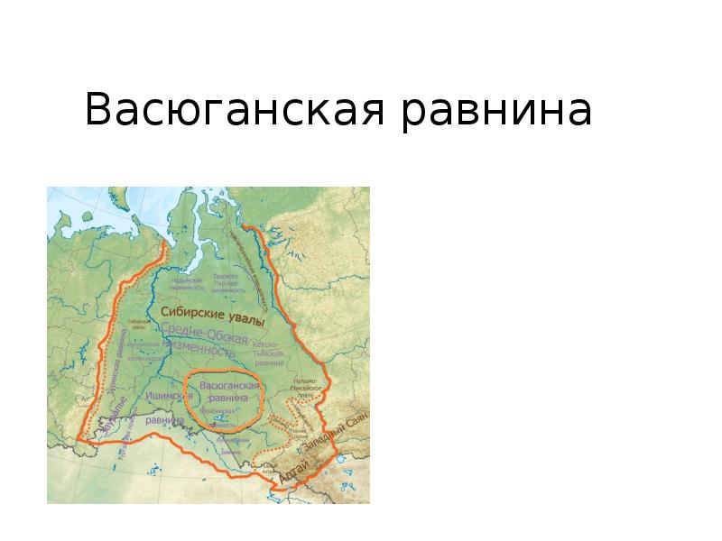 С кем граничит западная сибирь. Васюганская низменность на карте Западной Сибири. Границы Западно сибирской равнины на карте.