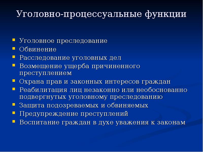 Уголовно процессуальные функции презентация