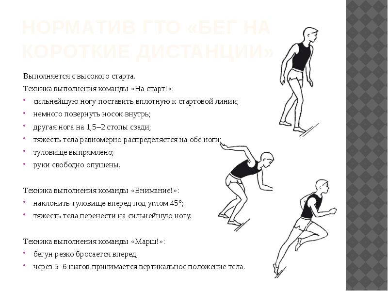 Техника старта. Высокий старт техника выполнения. Высокий старт техника выполнения и команды. Техника выполнения команды на старт. Техника бега с высокого старта.