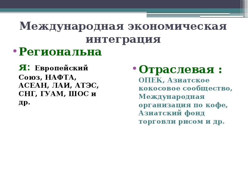 Реферат: Международная экономическая интеграция, формы и закономерности развития.