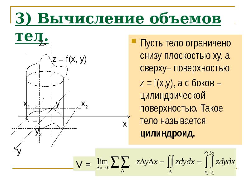 Объем тела ограниченного