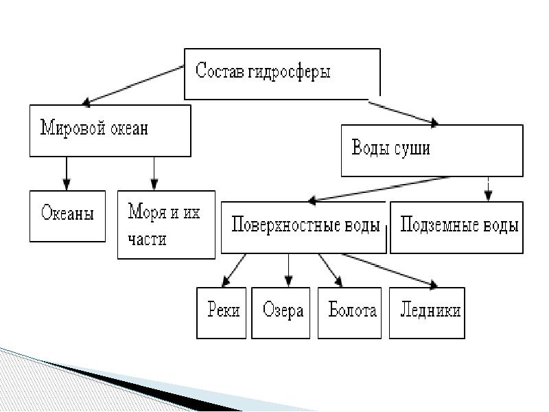 Значение гидросферы схема