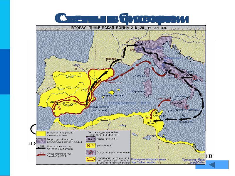 Контурная карта вторая пуническая война 218 201