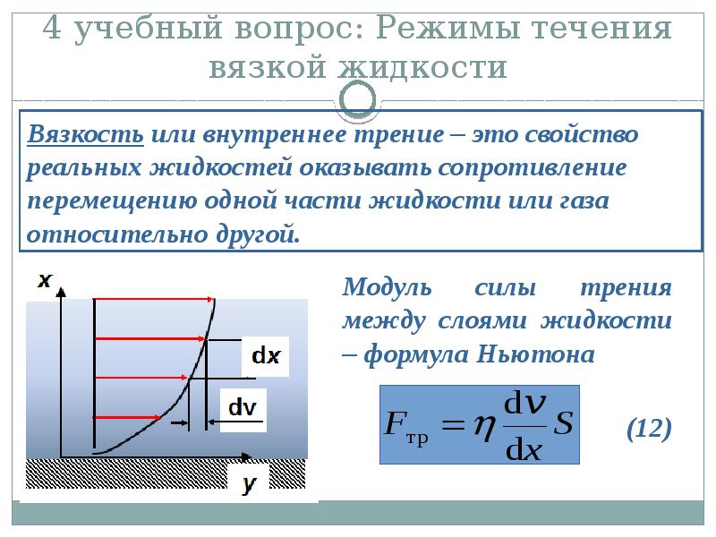 Режимы течения. Модуль силы внутреннего трения. Режимы движения вязкой жидкости. Энергия активации вязкого течения. Виды течения вязкой жидкости.