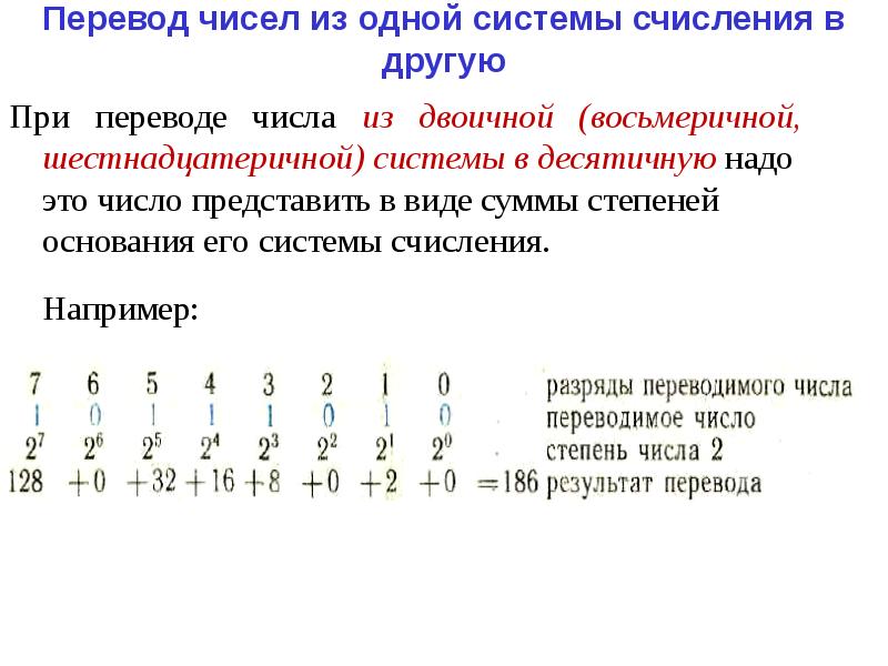 Перевод систем счисления