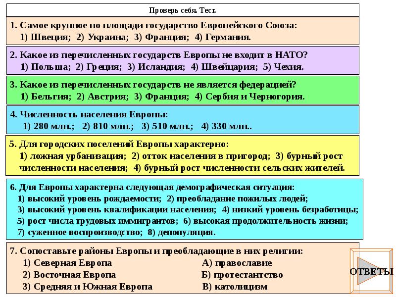 Презентация общая характеристика зарубежной европы география 11 класс