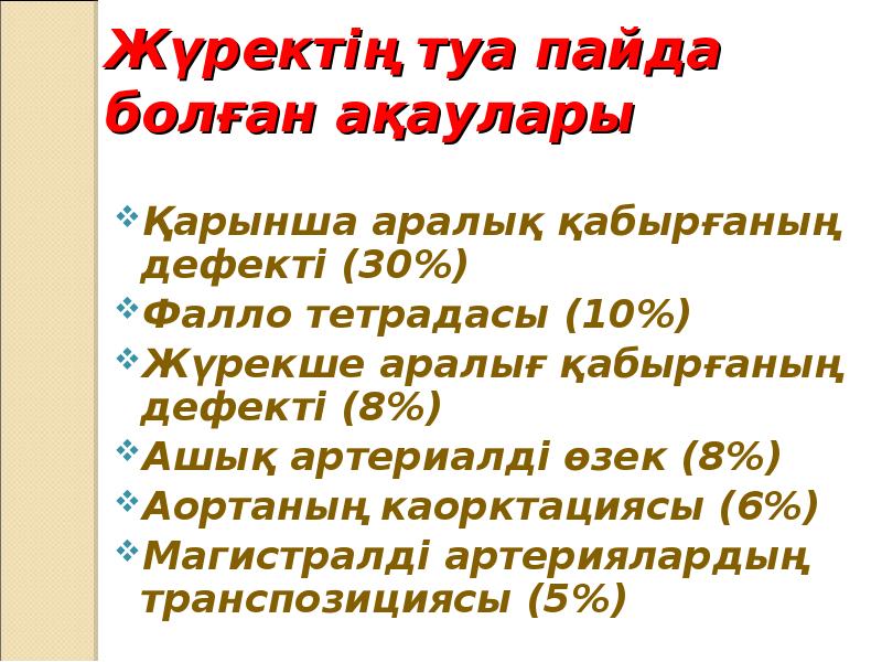 Жүректің туа біткен ақаулары презентация