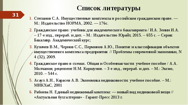 Список литературы для проекта по экономике