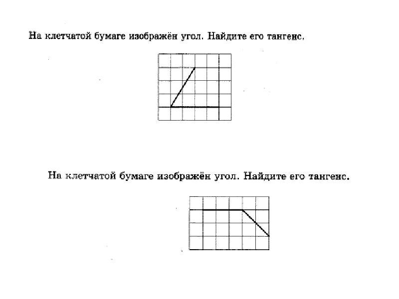 Найти тангенс угла изображенного на рисунке на клетчатой