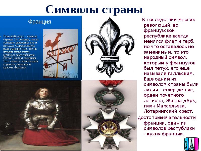 Доклад символ. Неофициальные символы Франции. Франция символы страны. Символы Франции презентация. Народный символ французов.