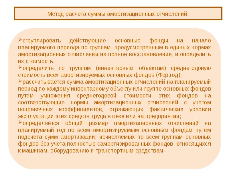 В каком году рассчитывай. Фактические условия это. Всего средств. Самортизированы. Самортизировал.