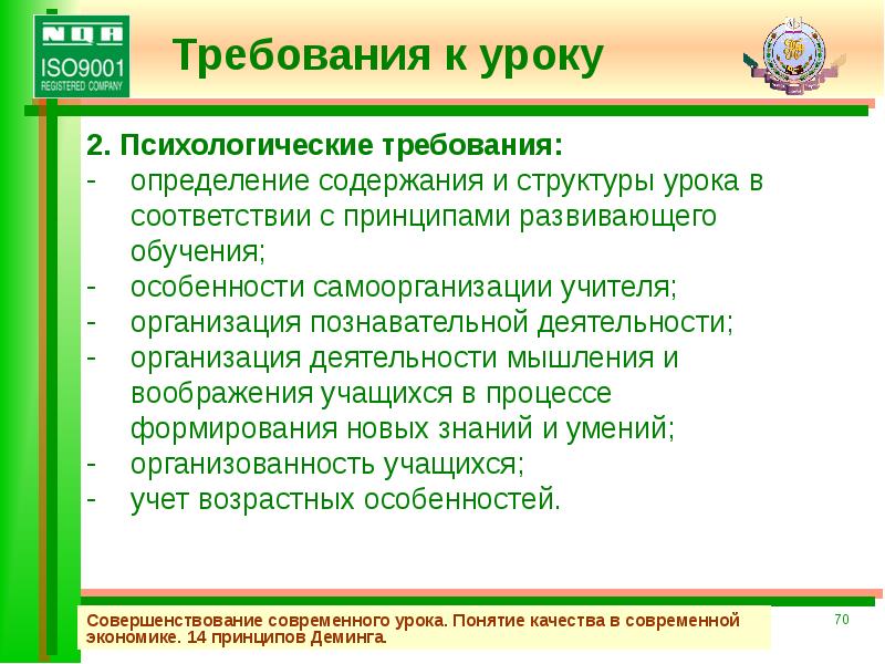 Понятие урока. 14 Принципов Деминга презентация. На чем делается упор в принципах э.Деминга.