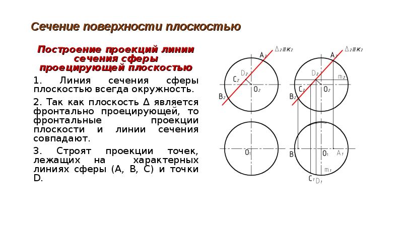 Докажите что сечение сферы плоскостью есть окружность