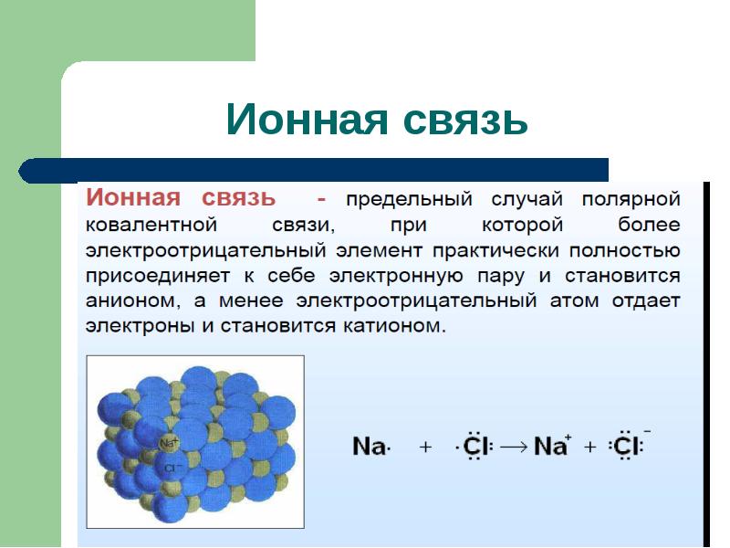 Ионная химическая связь презентация